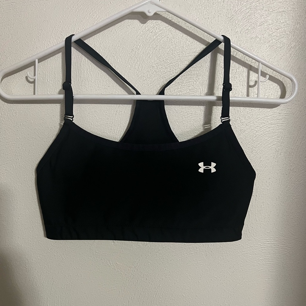 UNDER ARMOUR Classic Casual Athletic Sports‎ Bra Black White Girl's Size XL GUC